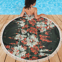 Hawaii Tartan With Hibiscus Beach Blanket Polynesian Pattern Vintage LT9 - Polynesian Pride