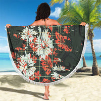 Hawaii Tartan With Hibiscus Beach Blanket Polynesian Pattern Vintage LT9 - Polynesian Pride