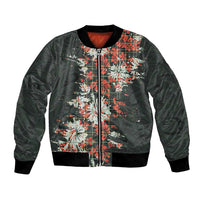 Hawaii Tartan With Hibiscus Bomber Jacket Polynesian Pattern Vintage LT9 Unisex Dark Green - Polynesian Pride