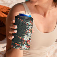 Hawaii Tartan With Hibiscus 4 in 1 Can Cooler Tumbler Polynesian Pattern Vintage