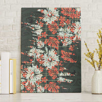 Hawaii Tartan With Hibiscus Canvas Wall Art Polynesian Pattern Vintage LT9 Without Frame Dark Green - Polynesian Pride