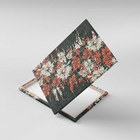 Hawaii Tartan With Hibiscus Canvas Wall Art Polynesian Pattern Vintage LT9 With Frame Dark Green - Polynesian Pride