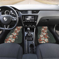 Hawaii Tartan With Hibiscus Car Mats Polynesian Pattern Vintage LT9 Set 2pcs - Front Dark Green - Polynesian Pride