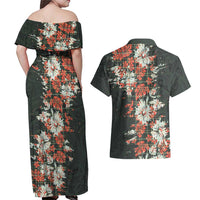 Hawaii Tartan With Hibiscus Couples Matching Off Shoulder Maxi Dress and Hawaiian Shirt Polynesian Pattern Vintage LT9 - Polynesian Pride