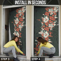 Hawaii Tartan With Hibiscus Door Cover Polynesian Pattern Vintage LT9 - Polynesian Pride
