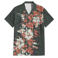 Hawaii Tartan With Hibiscus Family Matching Off Shoulder Maxi Dress and Hawaiian Shirt Polynesian Pattern Vintage