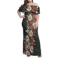 Hawaii Tartan With Hibiscus Family Matching Off Shoulder Maxi Dress and Hawaiian Shirt Polynesian Pattern Vintage