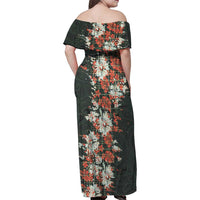 Hawaii Tartan With Hibiscus Family Matching Off Shoulder Maxi Dress and Hawaiian Shirt Polynesian Pattern Vintage