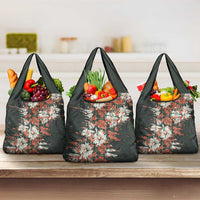 Hawaii Tartan With Hibiscus Grocery Bag Polynesian Pattern Vintage LT9 3-pack One Size Dark Green - Polynesian Pride