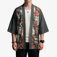 Hawaii Tartan With Hibiscus Kimono Polynesian Pattern Vintage
