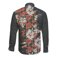 Hawaii Tartan With Hibiscus Long Sleeve Button Shirt Polynesian Pattern Vintage LT9 - Polynesian Pride