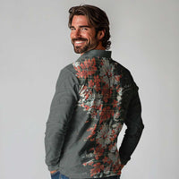 Hawaii Tartan With Hibiscus Long Sleeve Polo Shirt Polynesian Pattern Vintage LT9 - Polynesian Pride