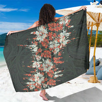Hawaii Tartan With Hibiscus Sarong Polynesian Pattern Vintage LT9 One Size 44 x 66 inches Dark Green - Polynesian Pride