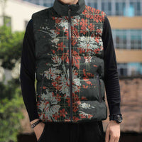 Hawaii Tartan With Hibiscus Sleeveless Puffer Jacket Polynesian Pattern Vintage LT9 - Polynesian Pride