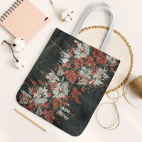 Hawaii Tartan With Hibiscus Tote Bag Polynesian Pattern Vintage LT9 White Strap One Size Dark Green - Polynesian Pride