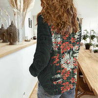 Hawaii Tartan With Hibiscus Women Casual Shirt Polynesian Pattern Vintage LT9 - Polynesian Pride