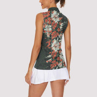 Hawaii Tartan With Hibiscus Women Sleeveless Polo Shirt Polynesian Pattern Vintage LT9 - Polynesian Pride