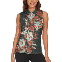 Hawaii Tartan With Hibiscus Women Sleeveless Polo Shirt Polynesian Pattern Vintage LT9 - Polynesian Pride