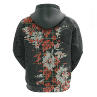 Hawaii Tartan With Hibiscus Zip Hoodie Polynesian Pattern Vintage LT9 - Polynesian Pride