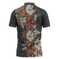 Hawaii Tartan With Hibiscus Zipper Polo Shirt Polynesian Pattern Vintage LT9 - Polynesian Pride