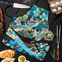 Japanese Hawaiian Crane Apron Blue Tapa Patchwork Pattern LT9 Blue - Polynesian Pride