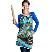 Japanese Hawaiian Crane Apron Blue Tapa Patchwork Pattern LT9 - Polynesian Pride
