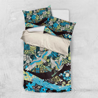 Japanese Hawaiian Crane Bedding Set Blue Tapa Patchwork Pattern LT9 US Twin 172cm x 218cm Blue - Polynesian Pride