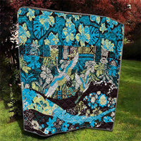 Japanese Hawaiian Crane Quilt Blue Tapa Patchwork Pattern LT9 - Polynesian Pride