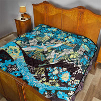Japanese Hawaiian Crane Quilt Blue Tapa Patchwork Pattern LT9 - Polynesian Pride