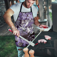 Japanese Hawaiian Crane Apron Purple Tapa Patchwork Pattern LT9 - Polynesian Pride