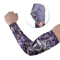 Japanese Hawaiian Crane Arm Sleeves Purple Tapa Patchwork Pattern LT9 Set of 2 Purple - Polynesian Pride