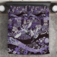 Japanese Hawaiian Crane Bedding Set Purple Tapa Patchwork Pattern LT9 Purple - Polynesian Pride