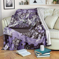 Japanese Hawaiian Crane Blanket Purple Tapa Patchwork Pattern LT9 Purple - Polynesian Pride