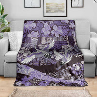 Japanese Hawaiian Crane Blanket Purple Tapa Patchwork Pattern LT9 - Polynesian Pride