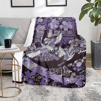 Japanese Hawaiian Crane Blanket Purple Tapa Patchwork Pattern LT9 - Polynesian Pride