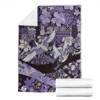 Japanese Hawaiian Crane Blanket Purple Tapa Patchwork Pattern LT9 - Polynesian Pride