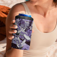 Japanese Hawaiian Crane 4 in 1 Can Cooler Tumbler Purple Tapa Patchwork Pattern LT9 - Polynesian Pride