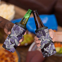 Japanese Hawaiian Crane 4 in 1 Can Cooler Tumbler Purple Tapa Patchwork Pattern LT9 - Polynesian Pride
