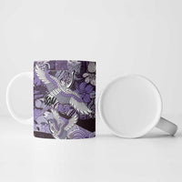 Japanese Hawaiian Crane Ceramic Mug Purple Tapa Patchwork Pattern LT9 - Polynesian Pride