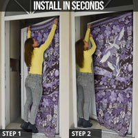 Japanese Hawaiian Crane Door Cover Purple Tapa Patchwork Pattern LT9 - Polynesian Pride