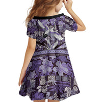 Japanese Hawaiian Crane Family Matching Summer Maxi Dress and Hawaiian Shirt Purple Tapa Patchwork Pattern LT9 - Polynesian Pride