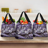 Japanese Hawaiian Crane Grocery Bag Purple Tapa Patchwork Pattern LT9 3-pack One Size Purple - Polynesian Pride