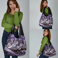 Japanese Hawaiian Crane Grocery Bag Purple Tapa Patchwork Pattern LT9 - Polynesian Pride