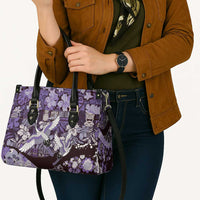 Japanese Hawaiian Crane Leather Bag Purple Tapa Patchwork Pattern LT9 - Polynesian Pride