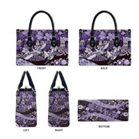 Japanese Hawaiian Crane Leather Bag Purple Tapa Patchwork Pattern LT9 - Polynesian Pride