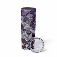 Japanese Hawaiian Crane Skinny Tumbler Purple Tapa Patchwork Pattern LT9 - Polynesian Pride