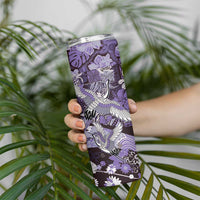 Japanese Hawaiian Crane Skinny Tumbler Purple Tapa Patchwork Pattern LT9 - Polynesian Pride