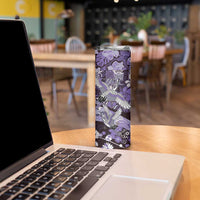 Japanese Hawaiian Crane Skinny Tumbler Purple Tapa Patchwork Pattern LT9 - Polynesian Pride