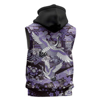 Japanese Hawaiian Crane Sleeveless Hoodie Purple Tapa Patchwork Pattern LT9 - Polynesian Pride