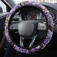 Japanese Hawaiian Crane Steering Wheel Cover Purple Tapa Patchwork Pattern LT9 - Polynesian Pride